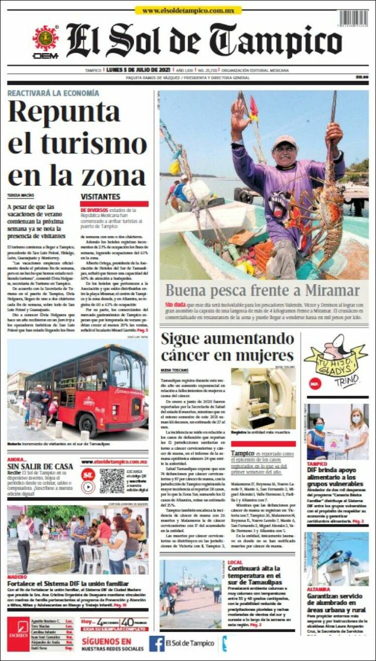 Portada de El Sol de Tampico (M&eacute;xico)