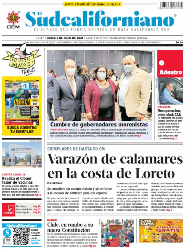 Portada de El Sudcaliforniano (M&eacute;xico)