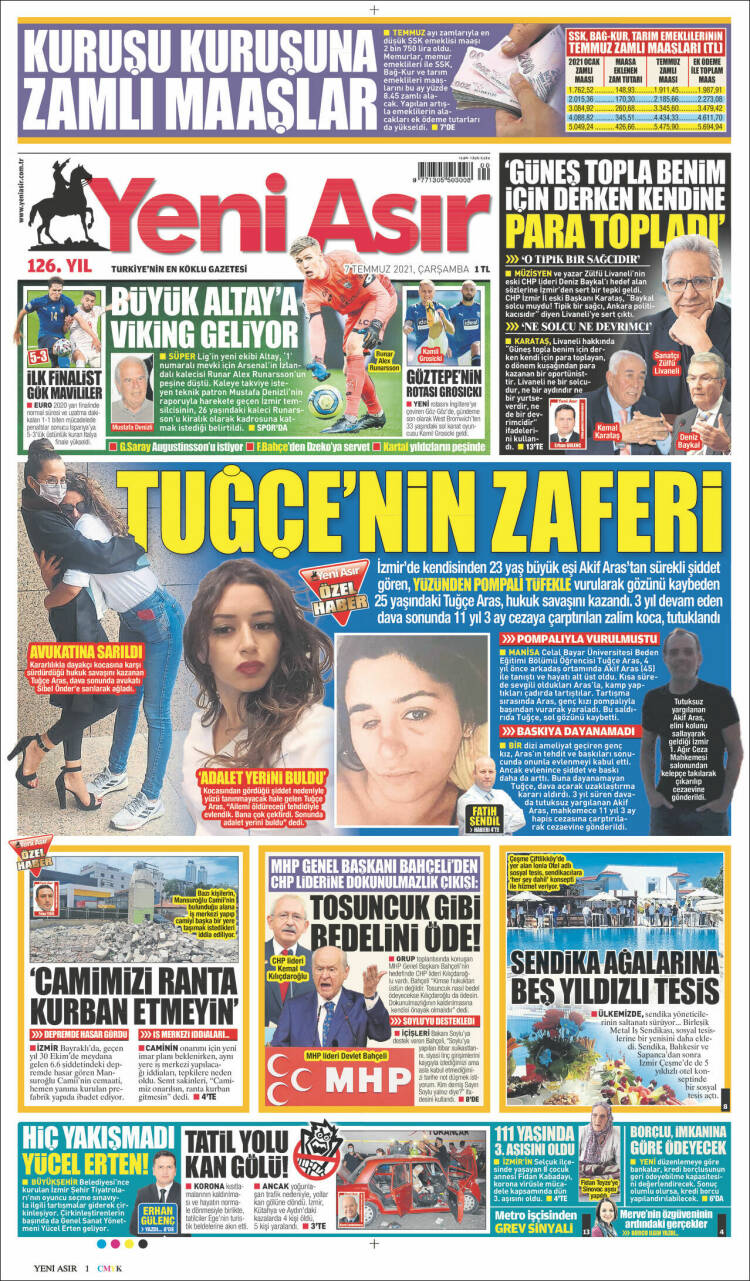 Portada de Yeni Asır (Turquía)