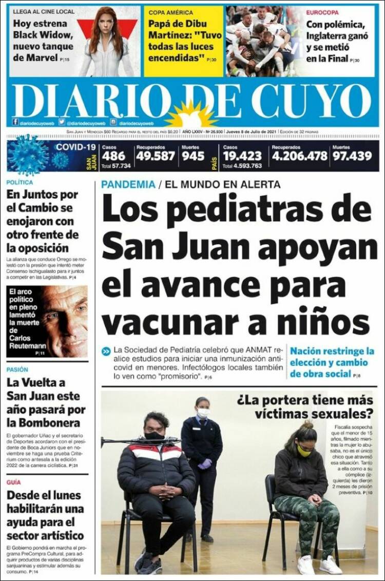 Portada de Diario de Cuyo (Argentina)