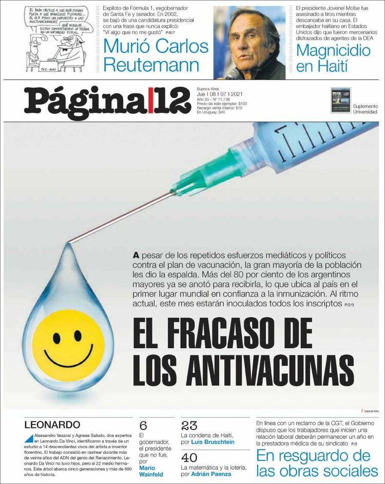 Portada de Página/12 (Argentina)