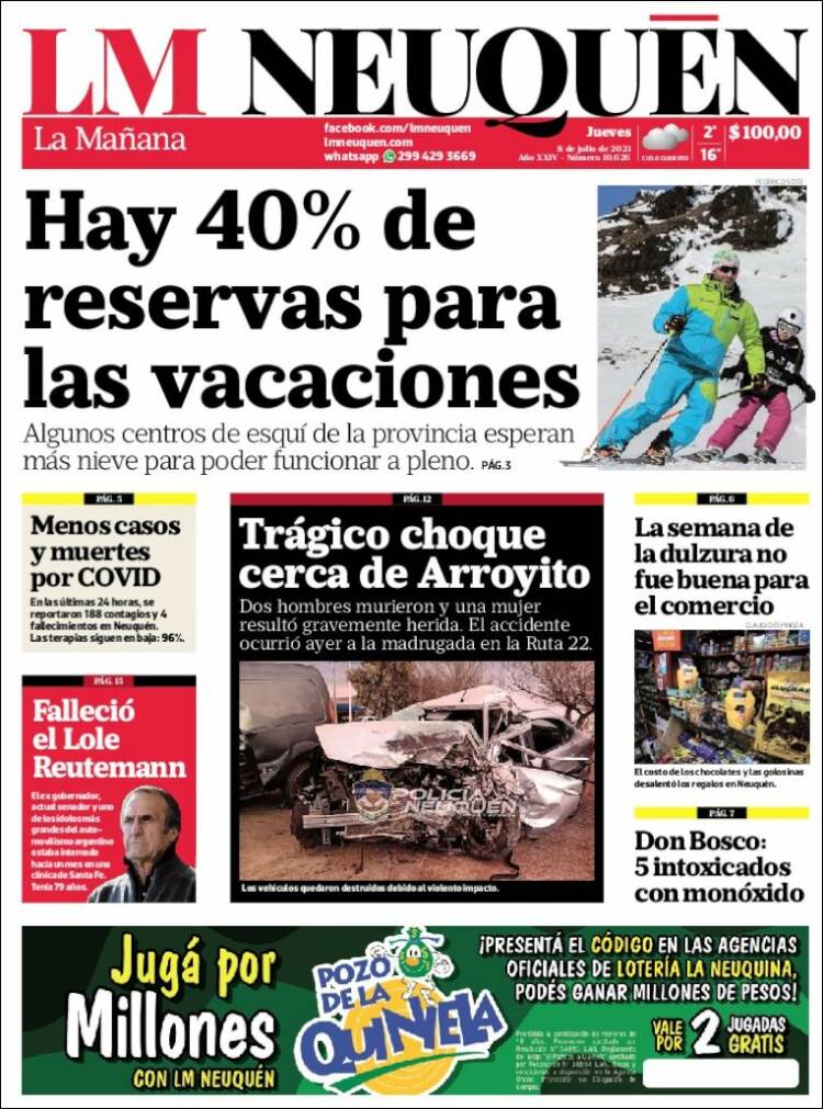 Portada de La Mañanade Neuquén (Argentina)