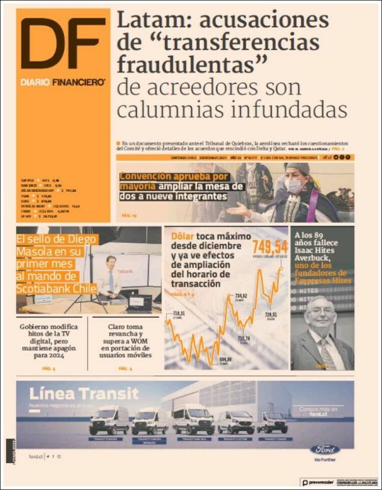 Portada de Diario Financiero (Chile)