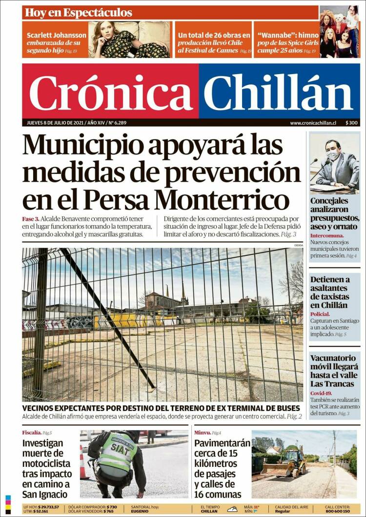 Portada de Crónica Chillán (Chile)