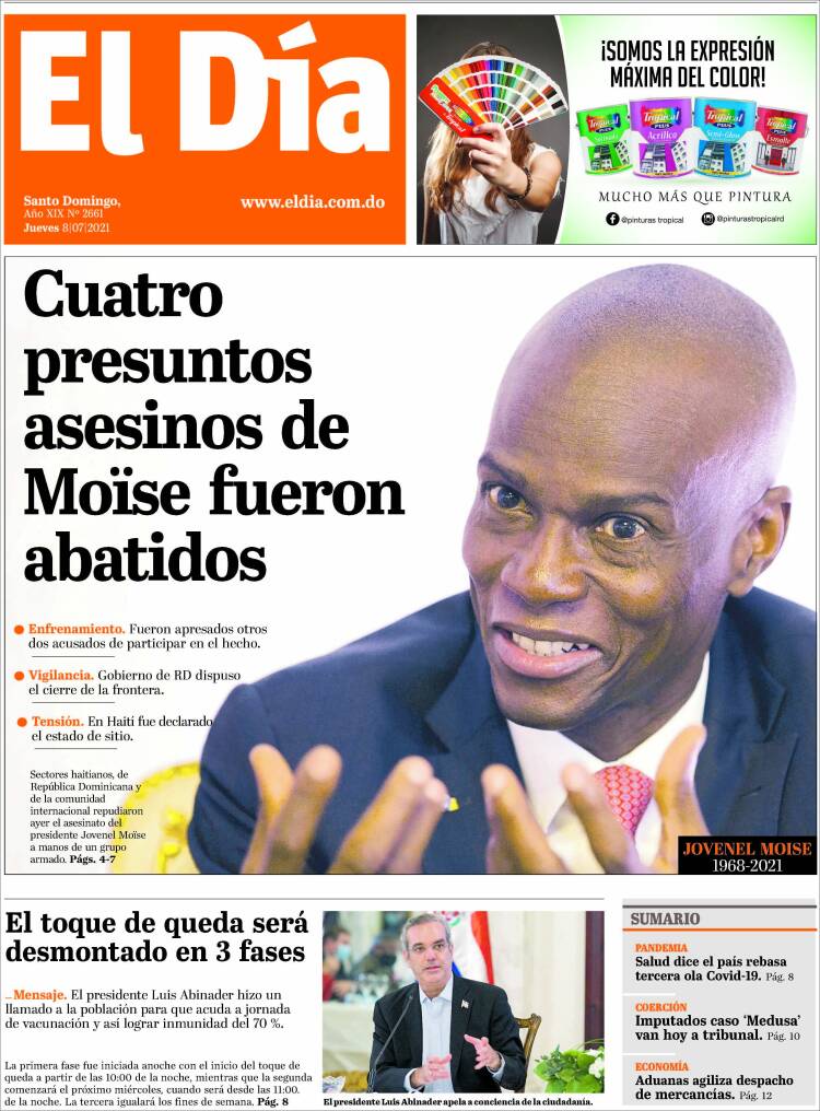 Portada de El Día (R. Dominicana)