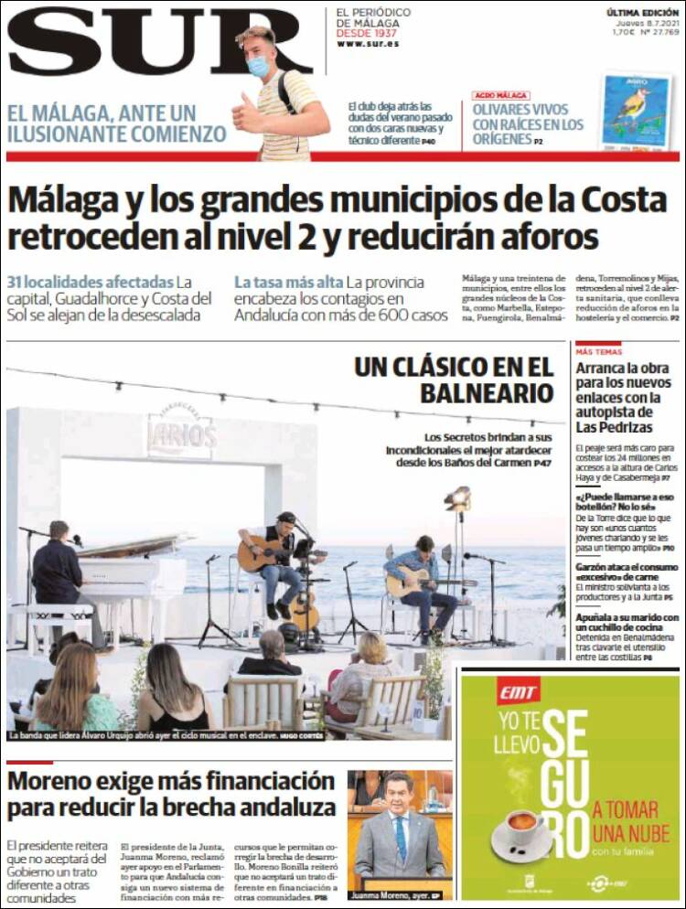 Portada de Diario el Sur (España)