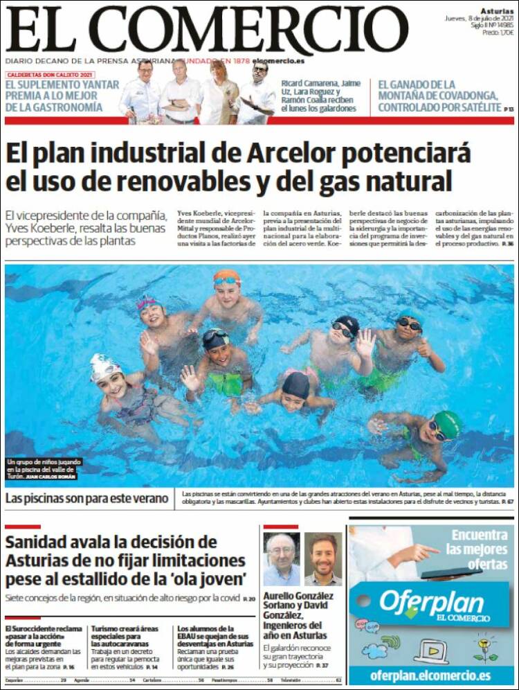Portada de El Comercio (España)
