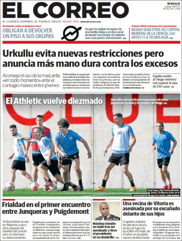 Portada de El Correo (España)