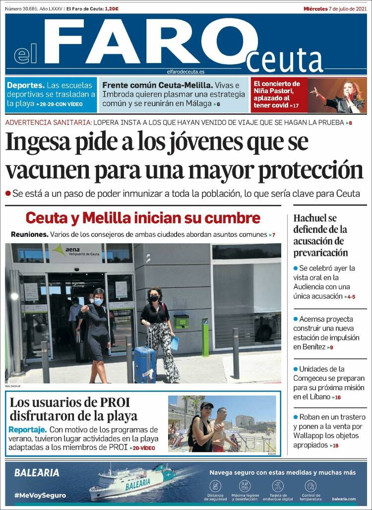 Portada de El Faro de Ceuta (España)