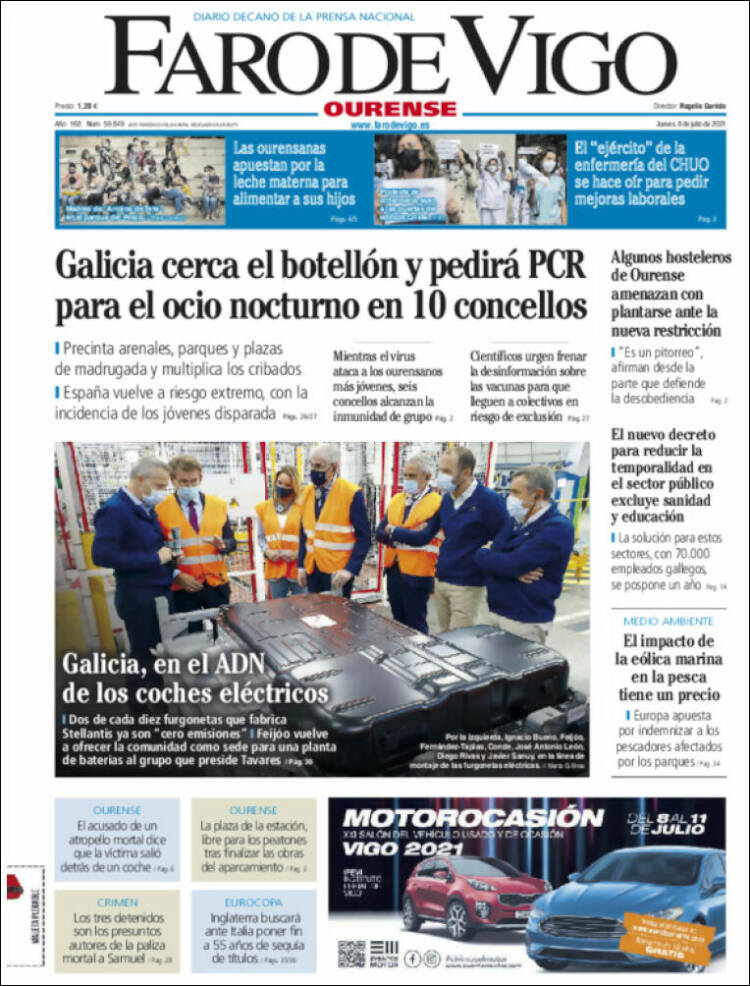 Portada de El Faro de Vigo - Ourense (España)