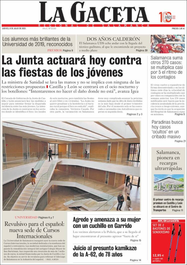 Portada de La Gaceta de Salamanca (España)