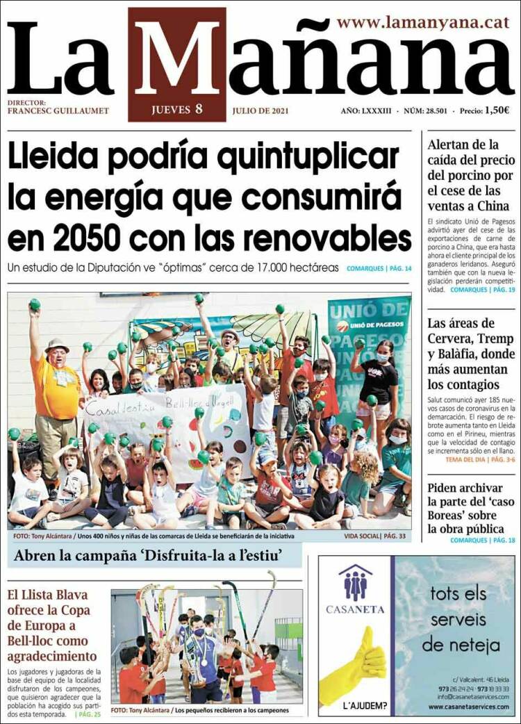 Portada de La Mañana - Diari de Ponent (España)