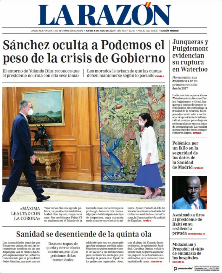 Portada de La Razón (España)