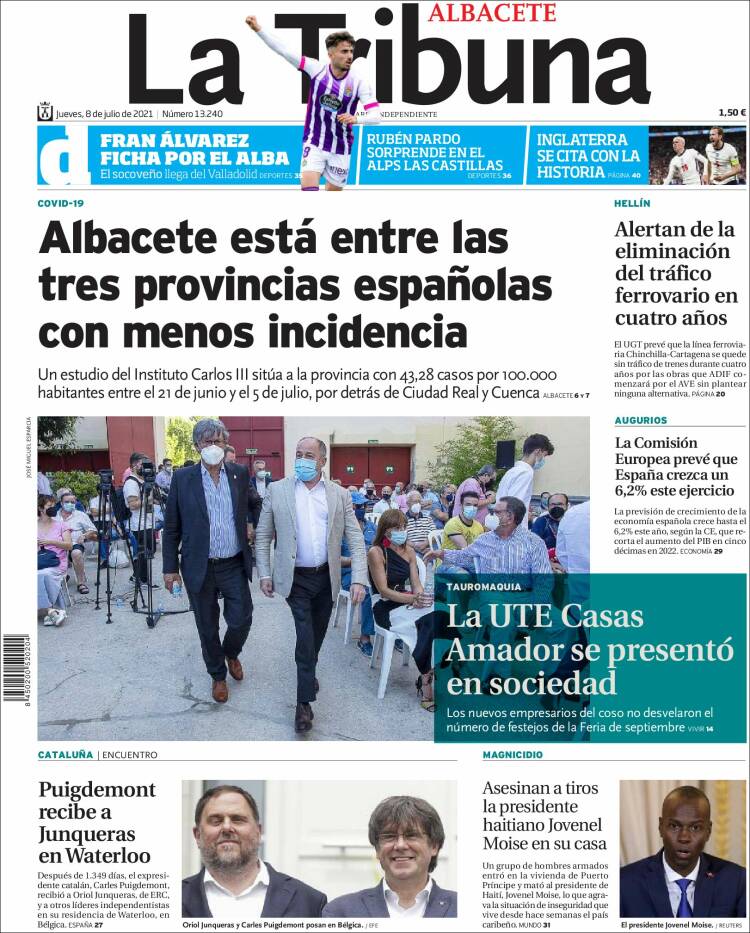 Portada de La Tribuna de Albacete (España)