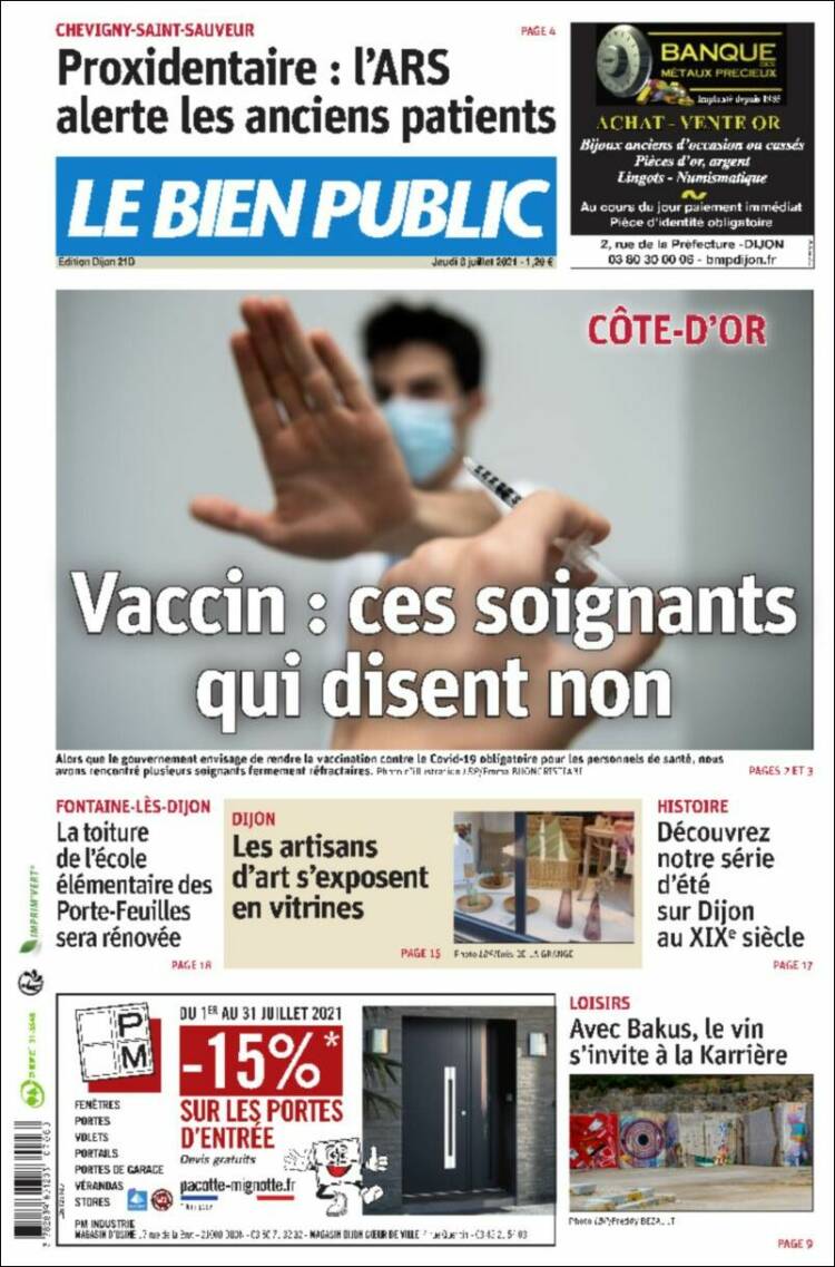 Portada de Le Bien Public (Francia)