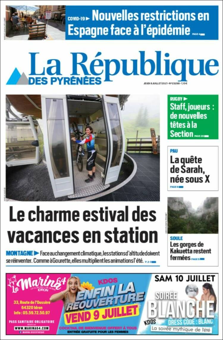 Portada de La République des Pyrénées (Francia)