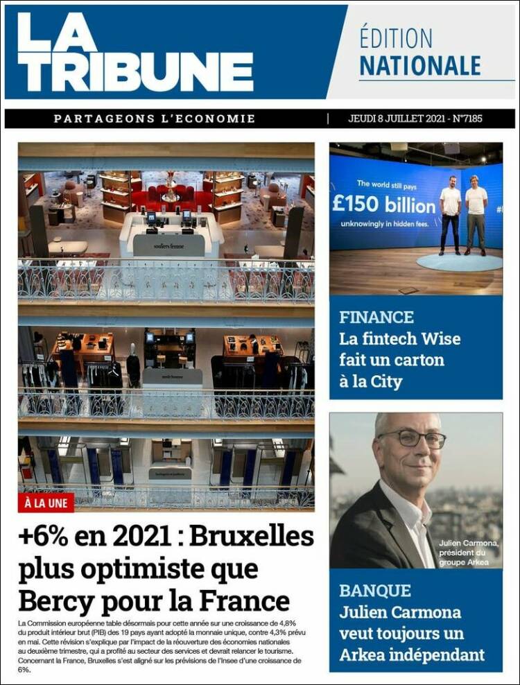 Portada de La Tribune (Francia)