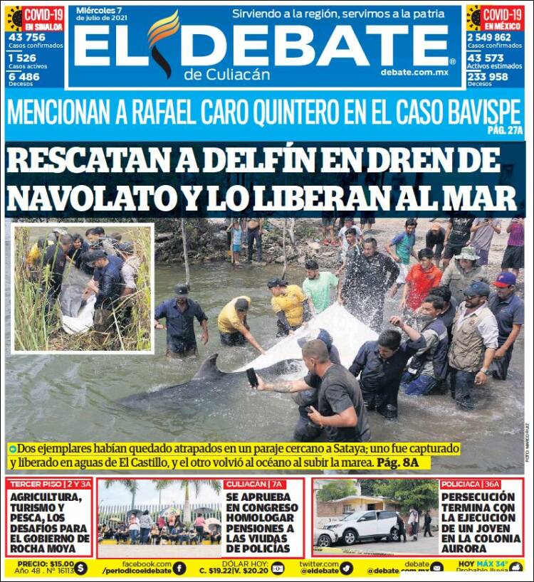 Portada de El Debate de Culiacán (México)