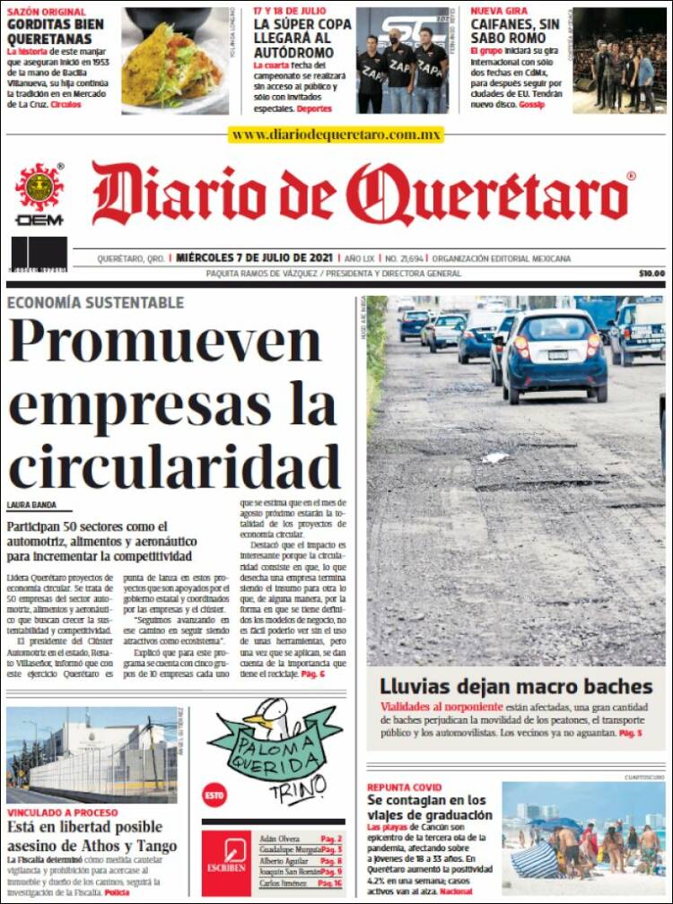 Portada de Diario de Querétaro (México)