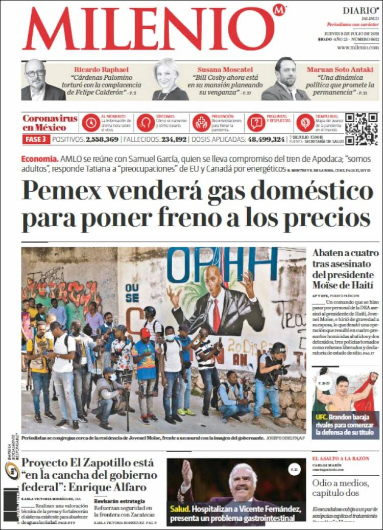 Portada de Milenio - Jalisco (México)