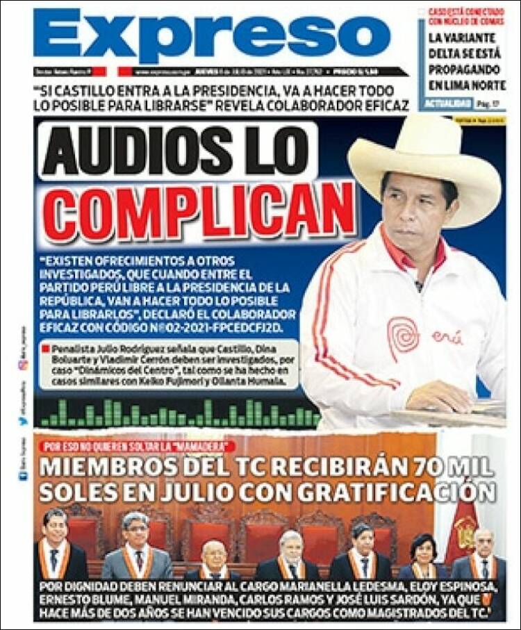 Portada de Expreso (Per&uacute;)