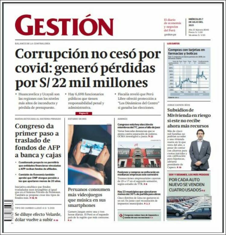 Portada de Diario Gestión (Per&uacute;)