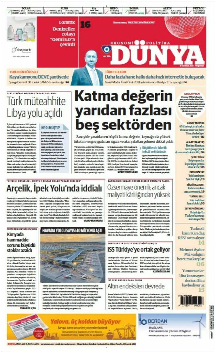 Portada de Dünya (Turqu&iacute;a)