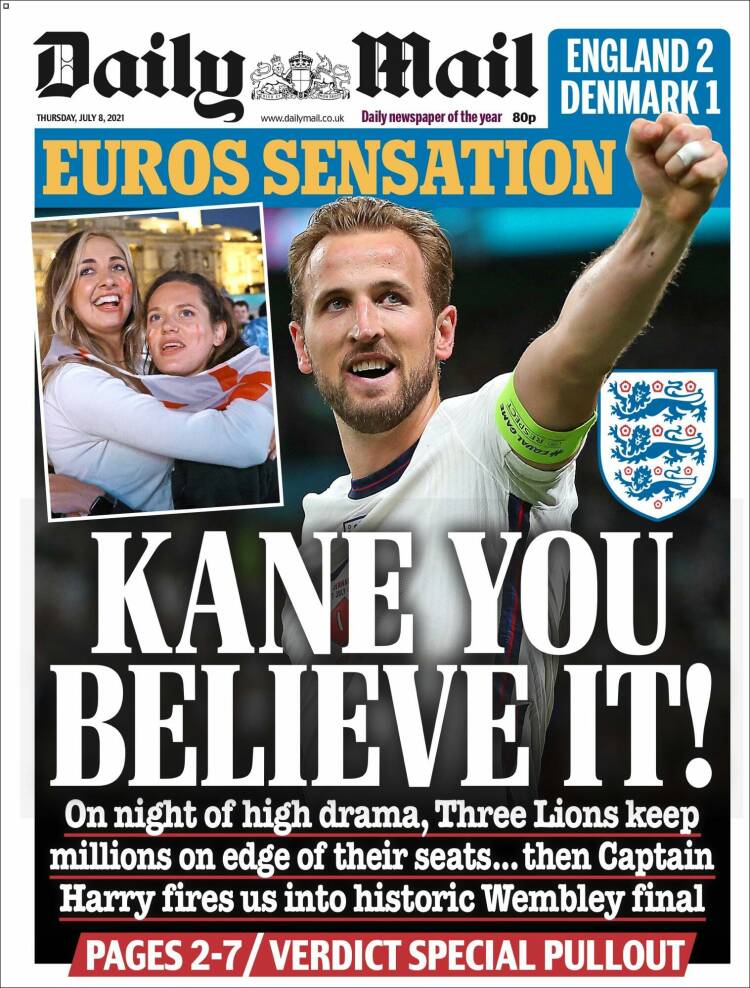 Portada de Daily Mail (Reino Unido)