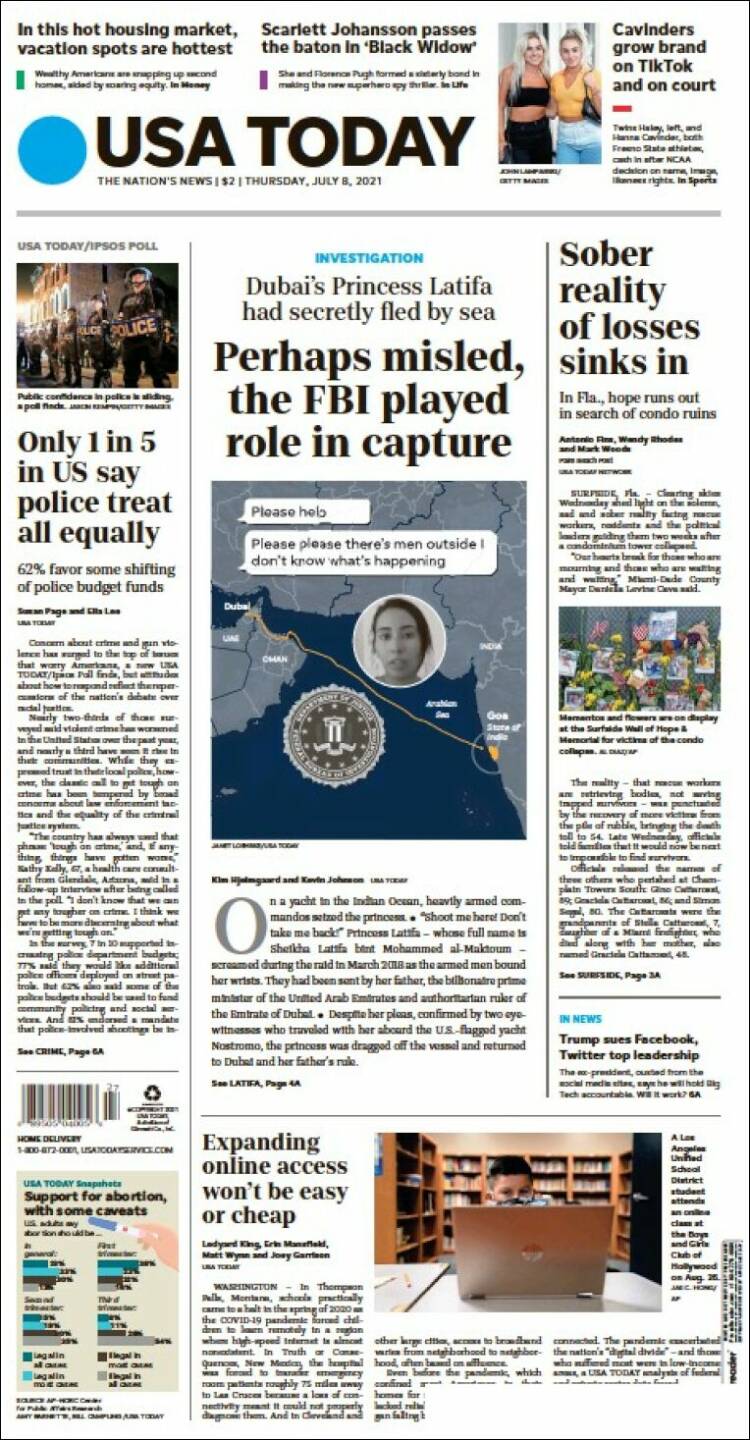 Portada de USA Today (USA)