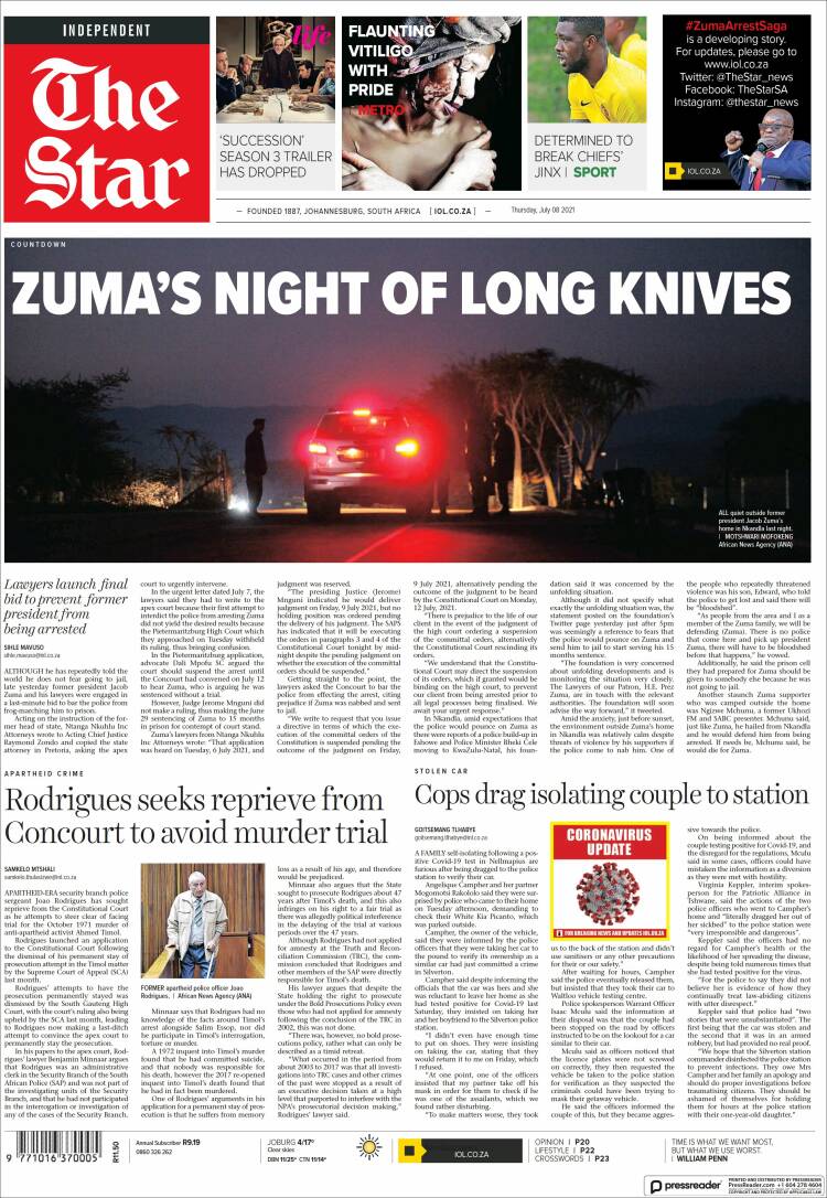 Portada de The Star (Sud&aacute;frica)