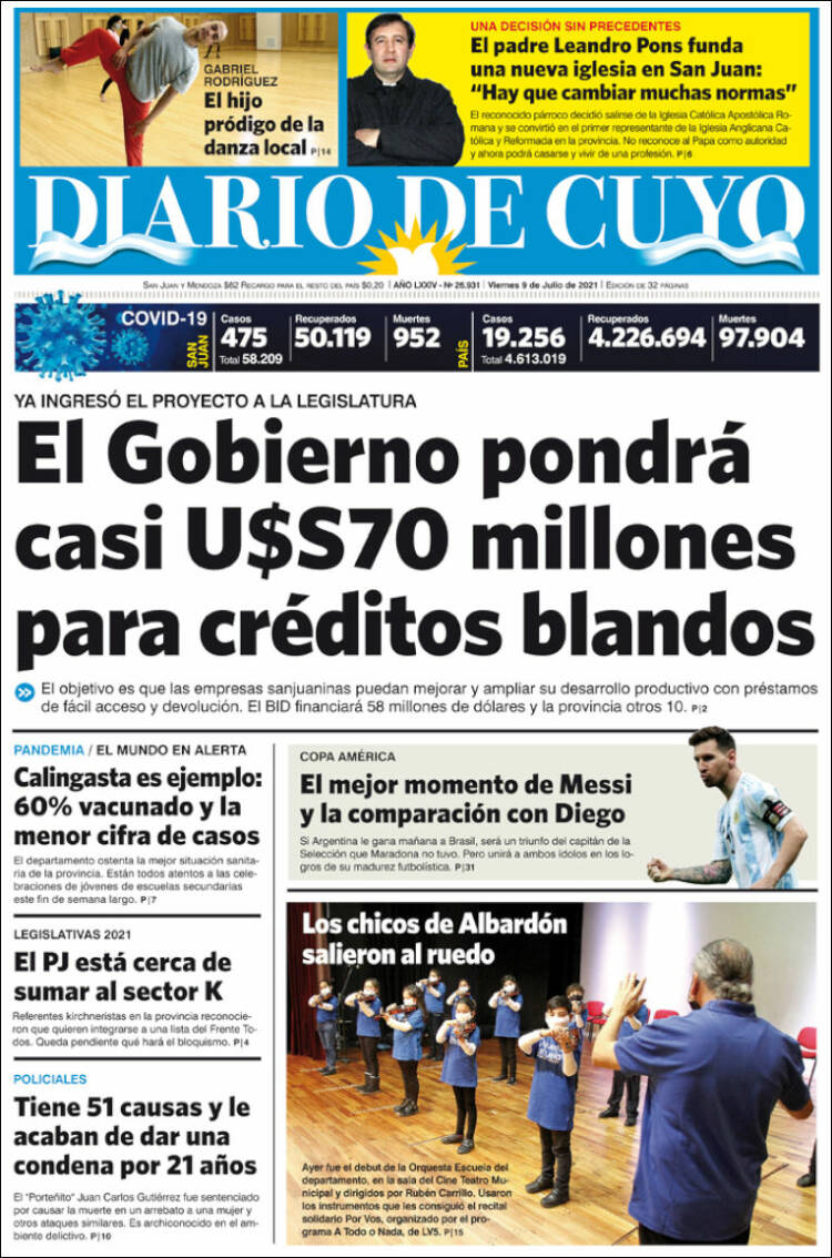 Portada de Diario de Cuyo (Argentina)