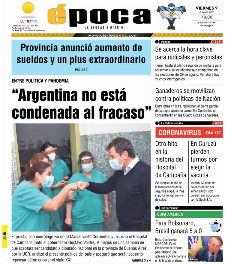 Portada de Diario Época (Argentina)