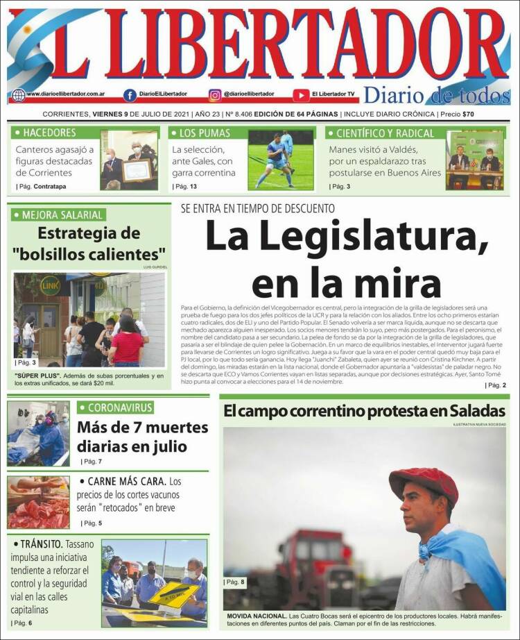 Portada de Diario El Libertador (Argentina)