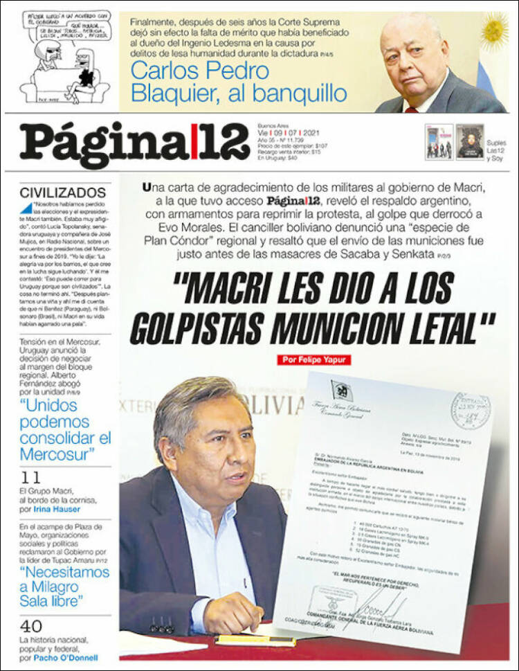 Portada de Página/12 (Argentina)