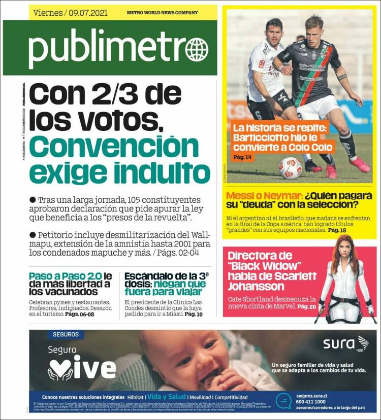 Portada de Publimetro (Chile)