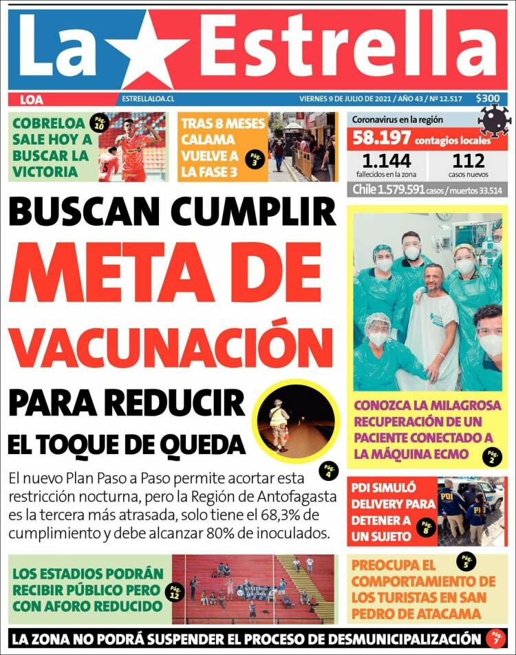 Portada de La Estrella de Loa (Chile)