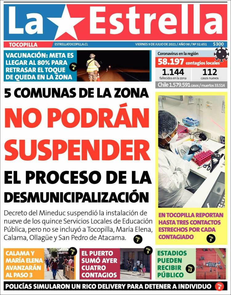 Portada de La Estrella de Tocopilla (Chile)