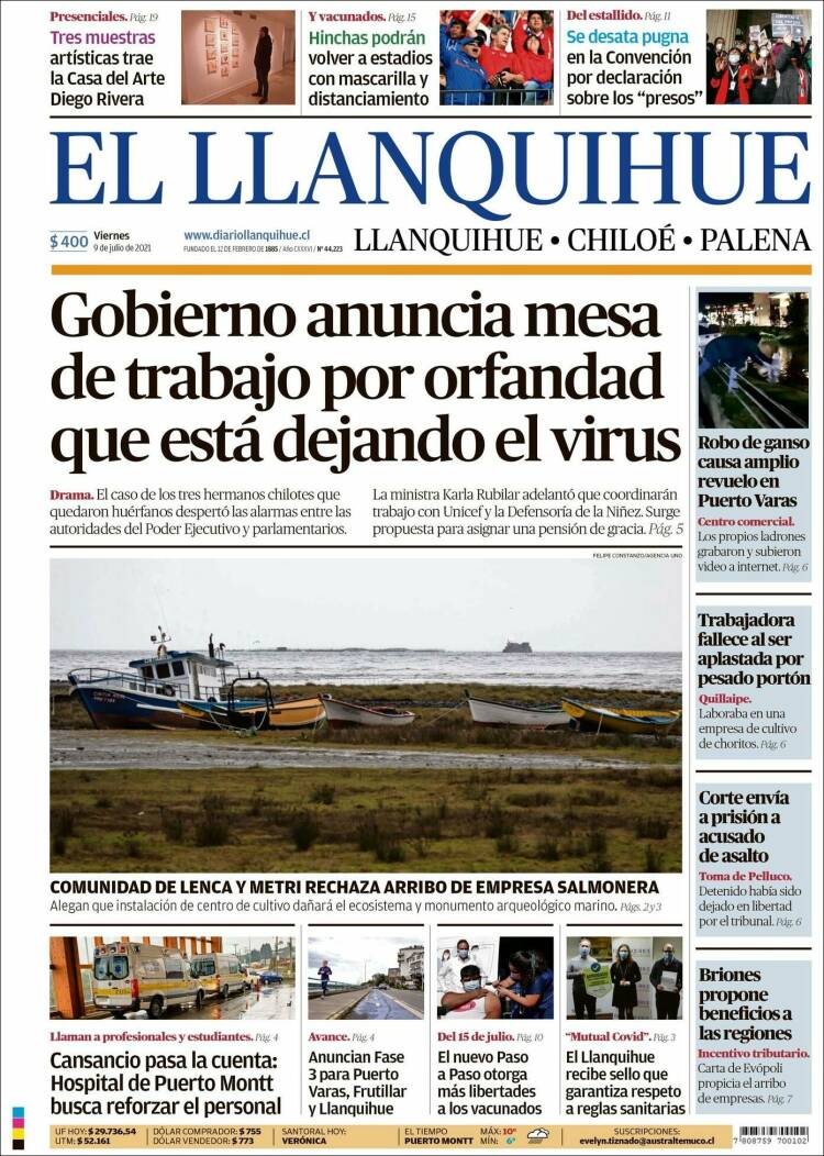 Portada de El Llanquihue (Chile)
