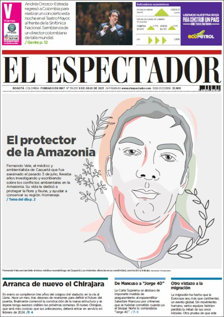 Portada de El Espectador (Colombia)