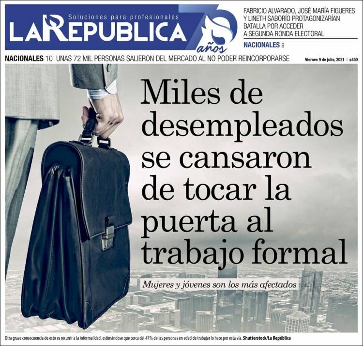 Portada de La República (Costa Rica)