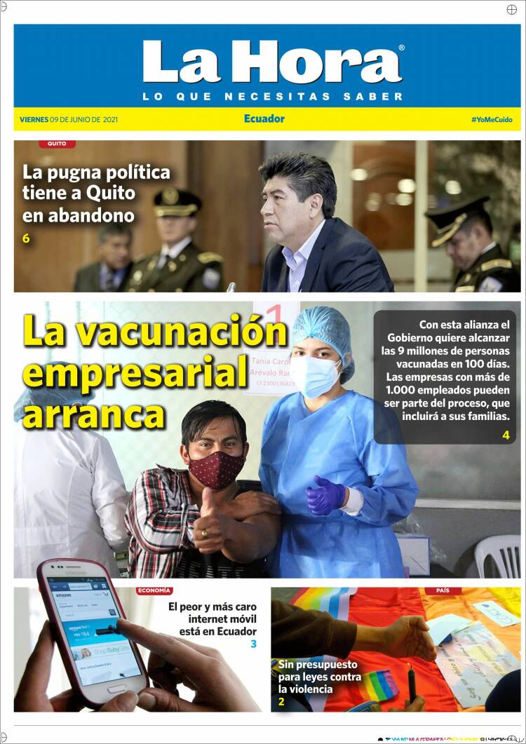 Portada de La Hora - Ecuador (Ecuador)