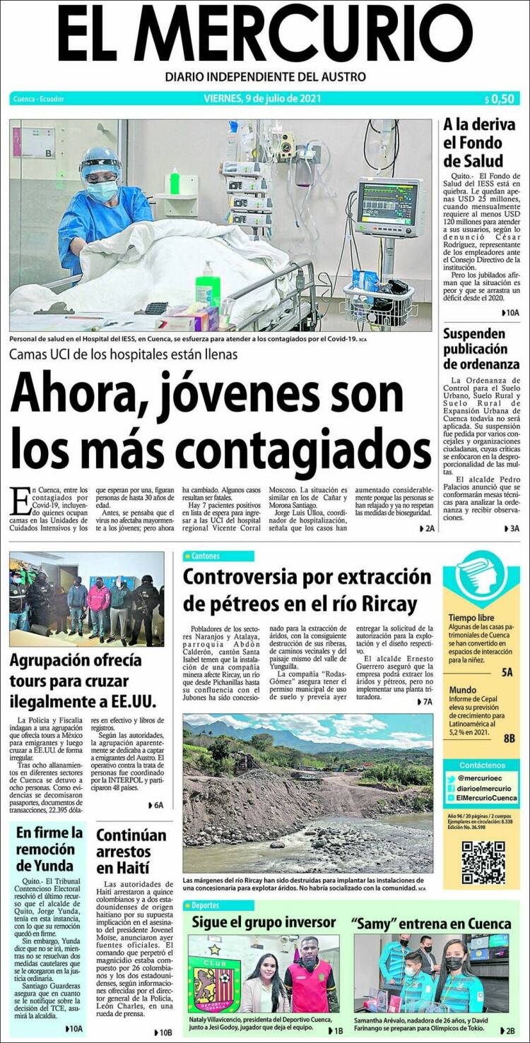 Portada de Diario El Mercurio (Ecuador)