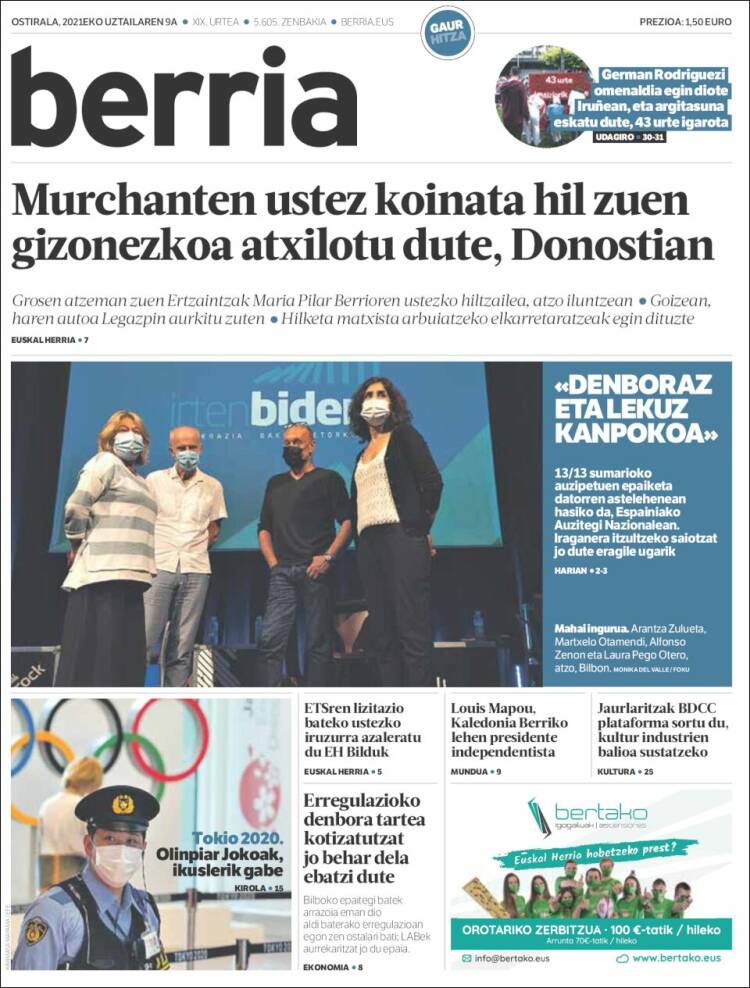 Portada de Berria (Espa&ntilde;a)