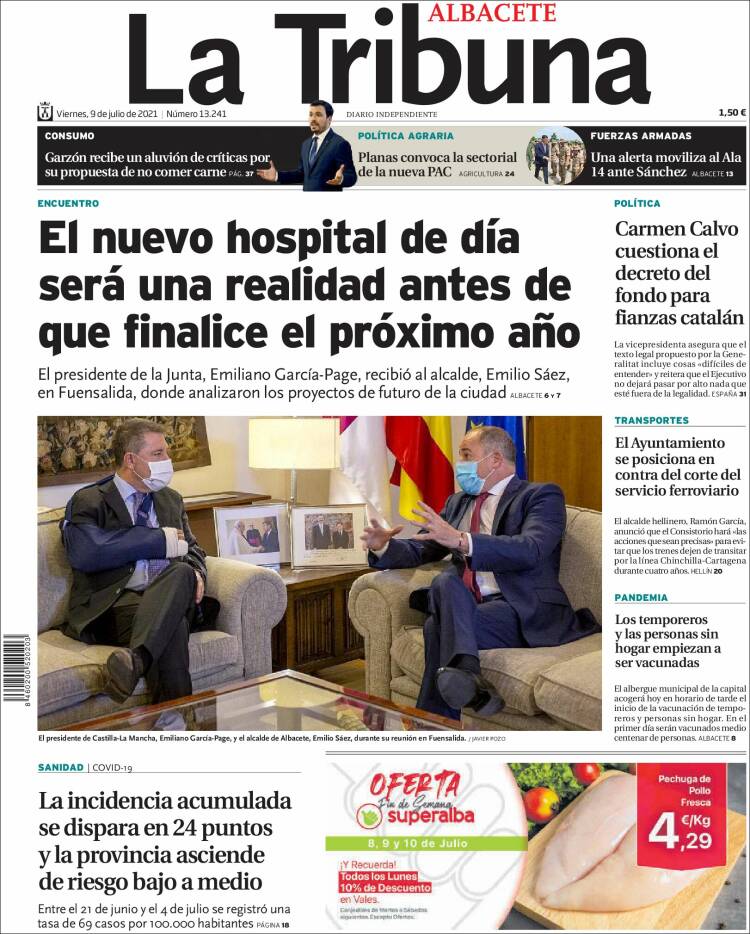 Portada de La Tribuna de Albacete (Espa&ntilde;a)