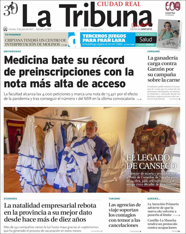 Portada de La Tribuna de Ciudad Real (Espa&ntilde;a)