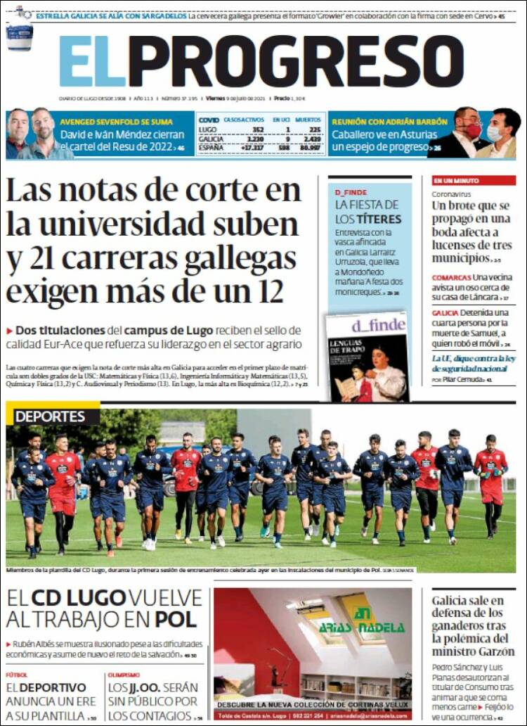 Portada de El Progreso (Espa&ntilde;a)