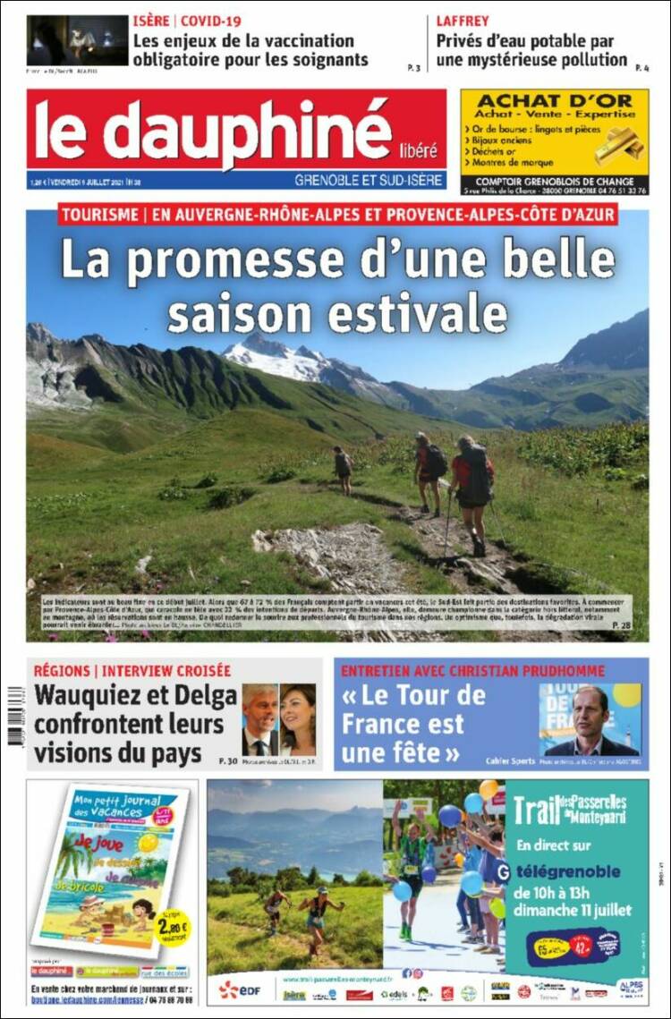 Portada de Le Dauphiné Libéré (Francia)