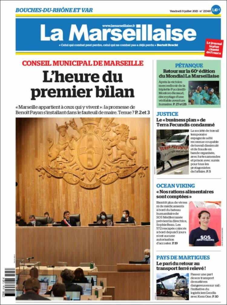 Journal La Marseillaise France Les Unes Des Journaux De France Édition Du Vendredi 9 De 