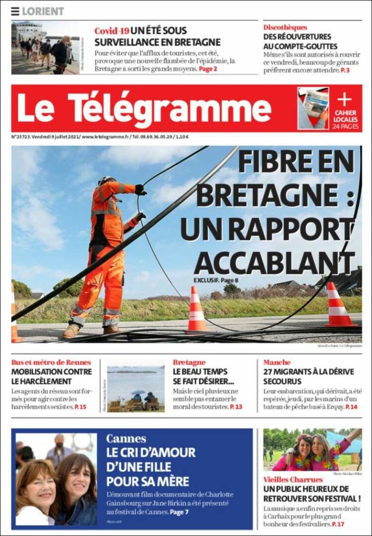 Portada de Télégramme (Francia)