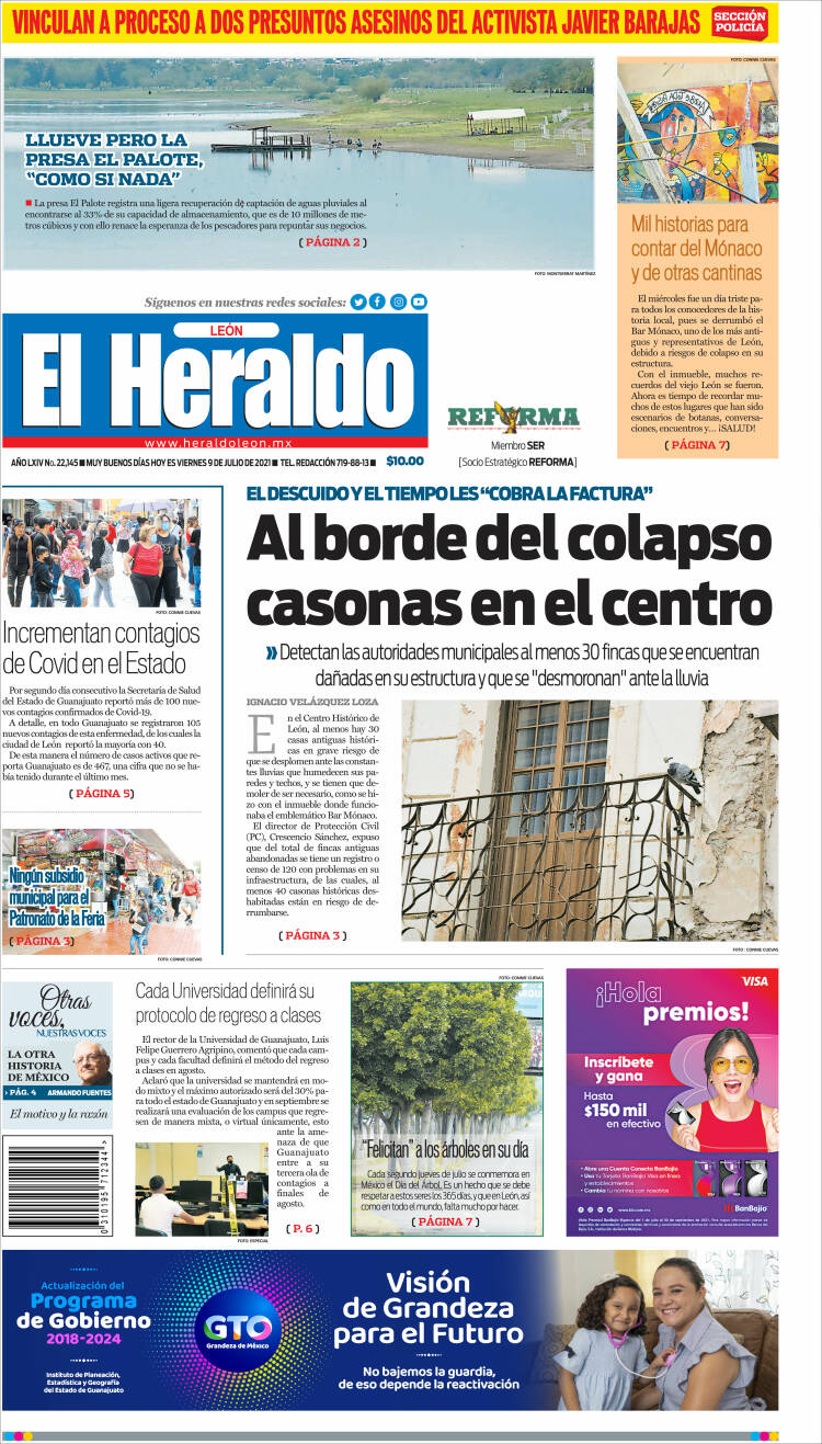 Portada de El Heraldo de León (México)